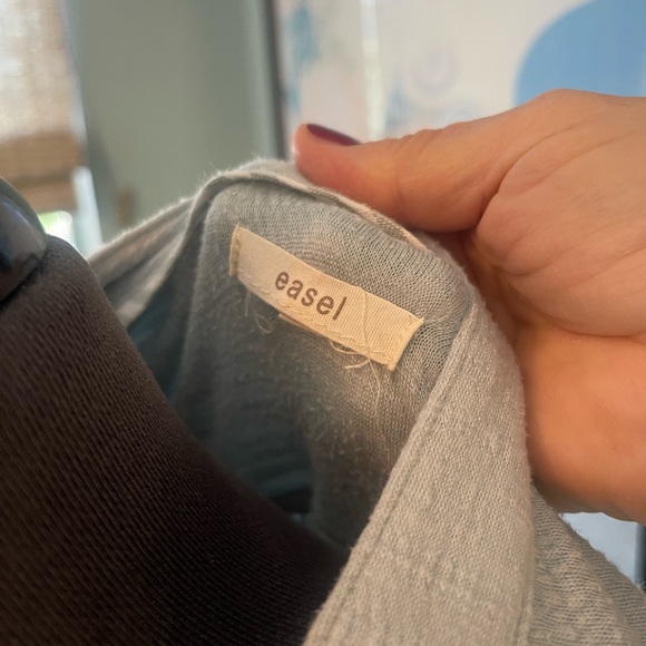 Easel tiered bohemian yoked tunic top. Light blue - Picture 6 of 6